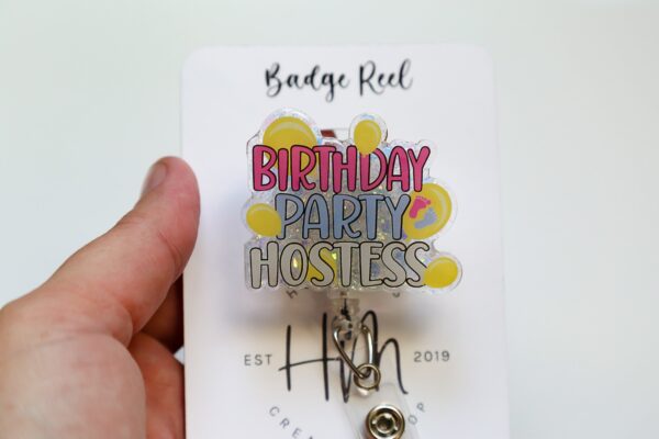 Birthday Party Hostess ID Holder, Nurse ID Holder, Funny Badge Reel, Labor and Delivery Lanyard, Stocking Stuffer