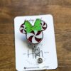 Peppermint with green bow Badge Reel, Christmas Badge Reel, Nurse Badge Reel, Retractable ID Holder, Interchangeable, Stocking Stuffer