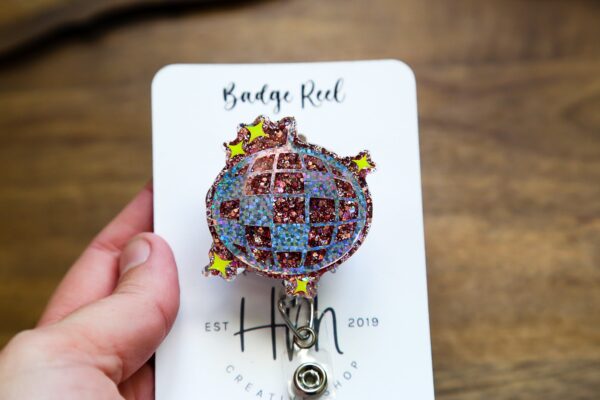 Disco Ball Badge Reel, New Years Badge Reel, Funny Badge Reel, Retractable ID Holder, Interchangeable, Glitter Badge Reel
