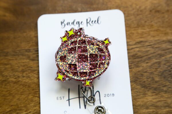 Disco Ball Badge Reel, New Years Badge Reel, Funny Badge Reel, Retractable ID Holder, Interchangeable, Glitter Badge Reel