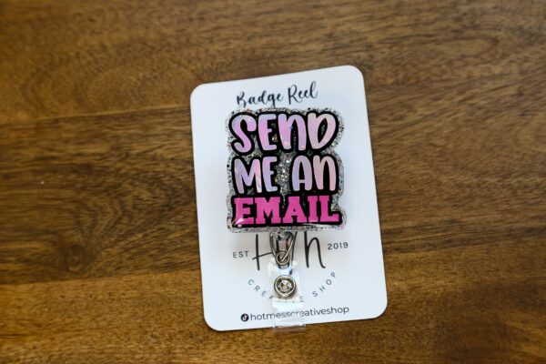 Send me an Email Funny Blue Badge Reel, Office Badge Holder, RN ID Holder, Retractable Acrylic Badge Reel, Night Shift, Office Badge Reel