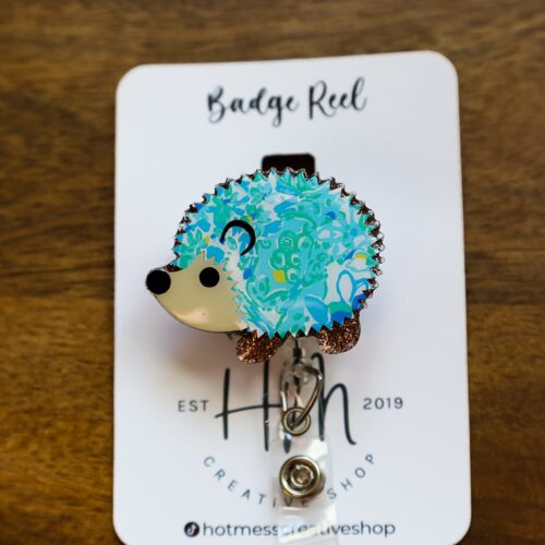 Floral Hedgehog Badge Reel, Interchangeable Badge Reel, Cute badge Reel, Teacher ID Holder, animal badge reel, Nurse Badge Holder