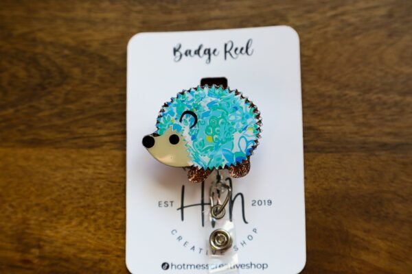 Floral Hedgehog Badge Reel, Interchangeable Badge Reel, Cute badge Reel, Teacher ID Holder, animal badge reel, Nurse Badge Holder