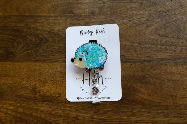 Floral Hedgehog Badge Reel, Interchangeable Badge Reel, Cute badge Reel, Teacher ID Holder, animal badge reel, Nurse Badge Holder