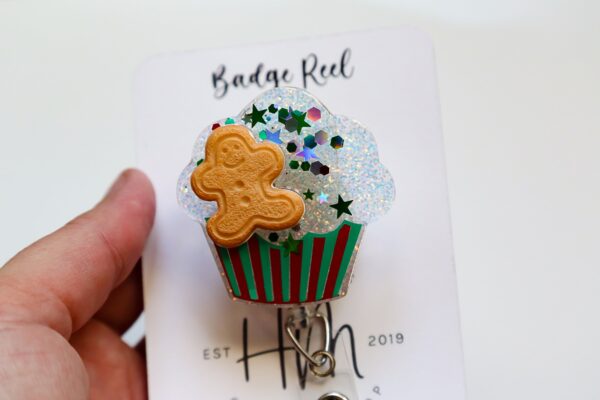 il_fullxfull.5490331379_j1g0 Christmas Cupcake Badge Reel, Halloween Badge Reel, Christmas ID Holder, Interchangeable badge reel