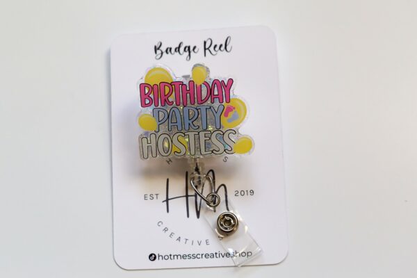 Birthday Party Hostess ID Holder, Nurse ID Holder, Funny Badge Reel, Labor and Delivery Lanyard, Stocking Stuffer