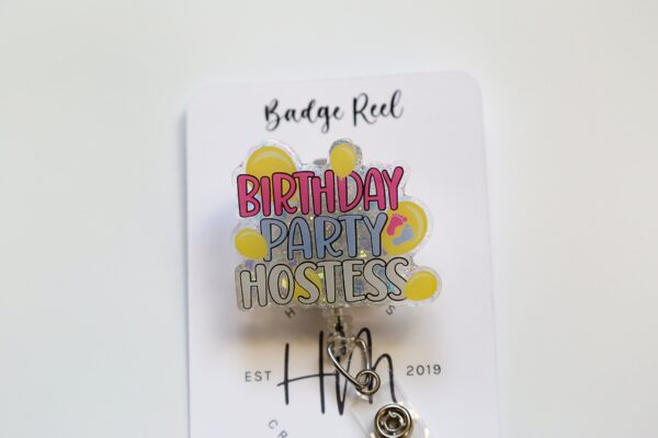 Birthday Party Hostess ID Holder, Nurse ID Holder, Funny Badge Reel, Labor and Delivery Lanyard, Stocking Stuffer