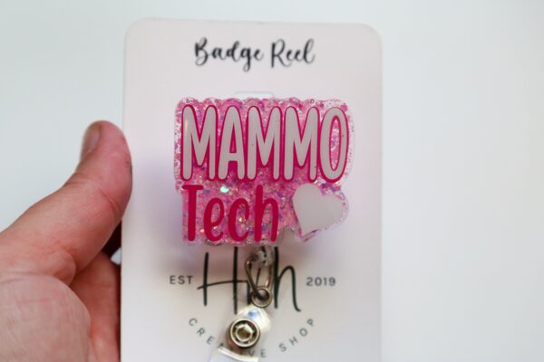 Mammo Tech Badge Reel, Mammographer badge ID, Retractable ID, Lanyard Badge Holder Badge Reel