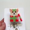 Christmas Corgi Badge Reel, Corgi Badge Reel, Funny Badge Reel, Retractable ID Holder, Interchangeable, Glitter Badge Reel