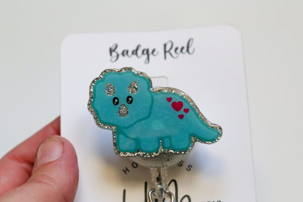 Triceratops badge reel, Interchangeable Badge Reel, Cute badge Reel, Teacher ID Holder, Dinosaur badge reel, Nurse Badge Holder