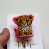 Neon Leopard Interchangeable Badge Reel - Cute Animal Teacher Nurse ID Holder with Retractable Clip