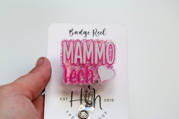 Mammo Tech Badge Reel, Mammographer badge ID, Retractable ID, Lanyard Badge Holder Badge Reel
