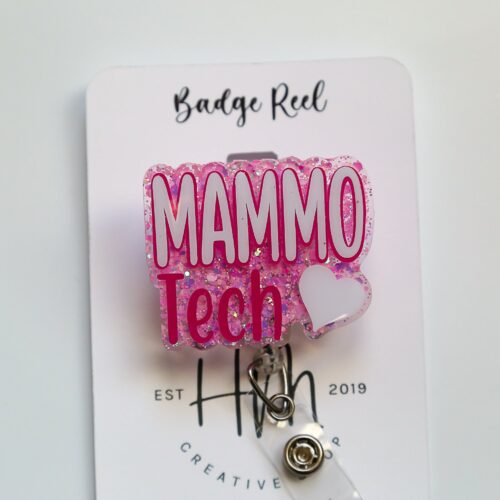 Mammo Tech Badge Reel, Mammographer badge ID, Retractable ID, Lanyard Badge Holder Badge Reel