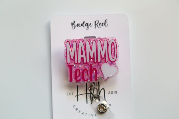 Mammo Tech Badge Reel, Mammographer badge ID, Retractable ID, Lanyard Badge Holder Badge Reel