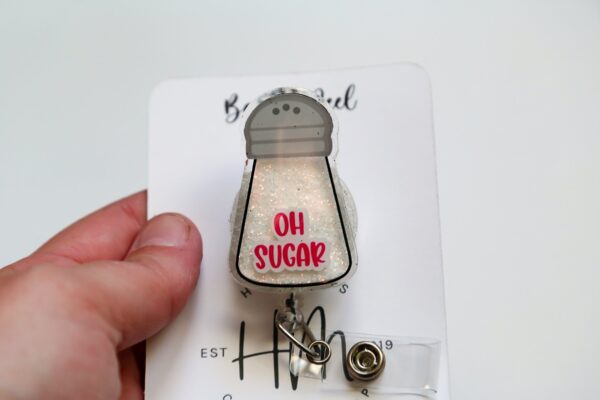 il_fullxfull.5562913925_fb1o Oh Sugar 3d Badge Reel, RN ID Holder, Retractable Acrylic Badge Reel, Nurse Gift, Night Shift, Office Staff ID Holder
