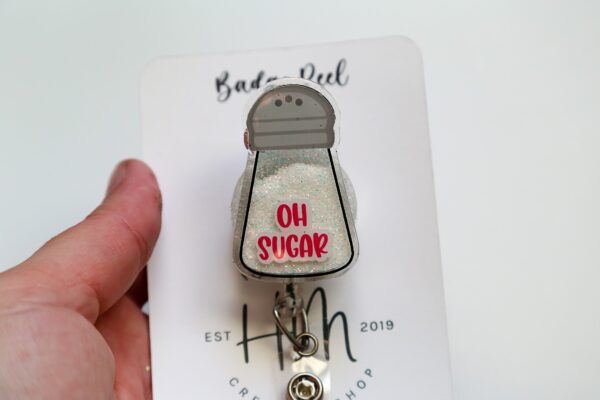 il_fullxfull.5562913929_hlvn Oh Sugar 3d Badge Reel, RN ID Holder, Retractable Acrylic Badge Reel, Nurse Gift, Night Shift, Office Staff ID Holder