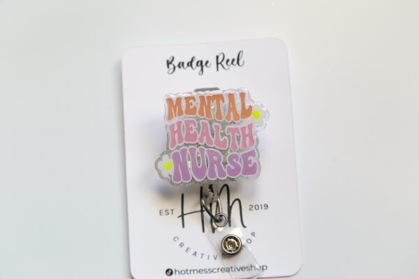 Pastel Mental Health Nurse Badge Reel, RN ID Holder, Retractable Acrylic Badge Reel, Office ID Holder, Stocking Stuffer