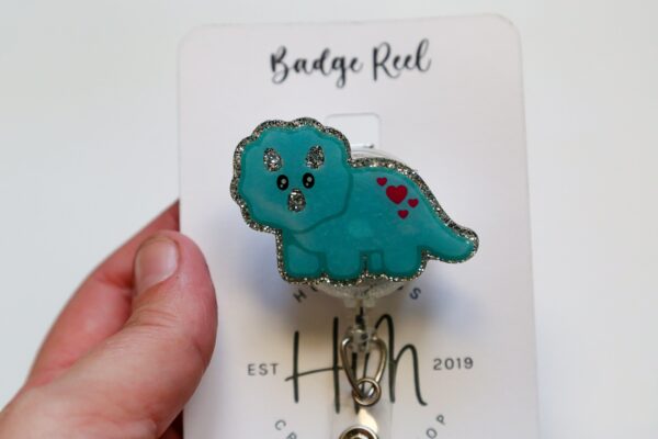 Triceratops badge reel, Interchangeable Badge Reel, Cute badge Reel, Teacher ID Holder, Dinosaur badge reel, Nurse Badge Holder
