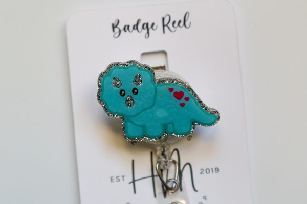 Triceratops badge reel, Interchangeable Badge Reel, Cute badge Reel, Teacher ID Holder, Dinosaur badge reel, Nurse Badge Holder