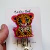 Neon Leopard Interchangeable Badge Reel - Cute Animal Teacher Nurse ID Holder with Retractable Clip