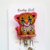 Neon Leopard Interchangeable Badge Reel - Cute Animal Teacher Nurse ID Holder with Retractable Clip