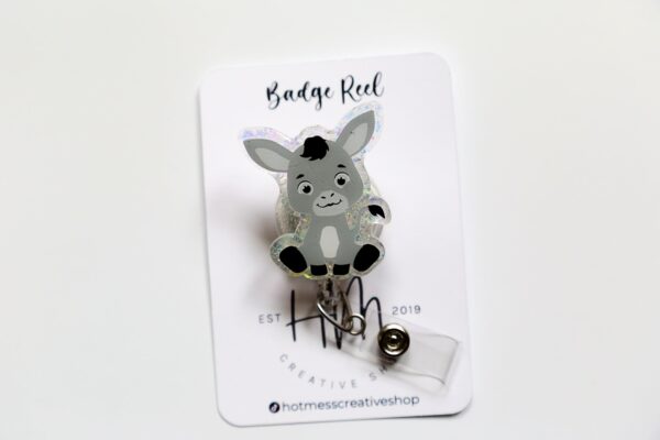 Cute Donkey Badge Reel, Retractable Badge Reel, Interchangeable Badge Reel, Cute badge Reel, Teacher ID Holder, animal badge reel
