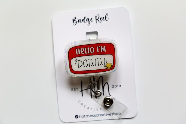 Hello I'm Delulu Badge Reel, Midnights, Retractable Badge Reel, Interchangeable Badge Reel, Funny Badge Reel, Dark Humor