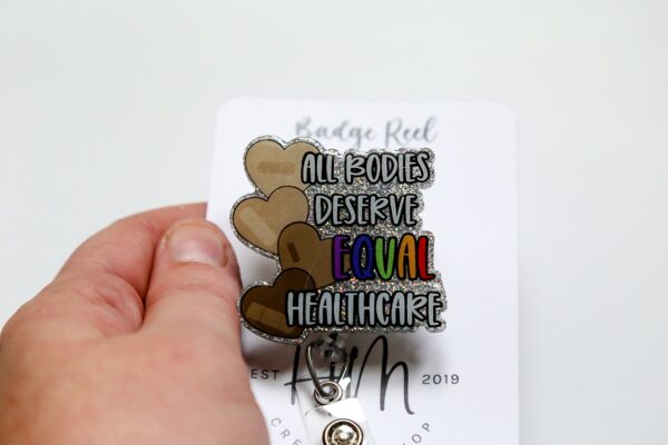 il_fullxfull.5621283120_mffy All Bodies Deserve Equal Healthcare Badge Reel, LGBT Pride Retractable Badge Reel, ID Holder, Black Health Matters