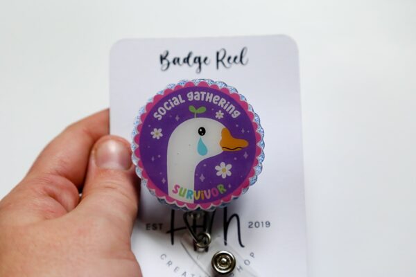 Social Gathering Survivor badge reel, Interchangeable Badge Reel, Cute badge Reel, Teacher ID Holder, animal badge reel, Badge Holder