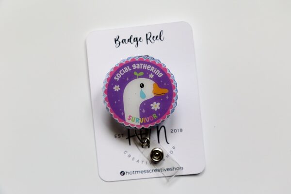 Social Gathering Survivor badge reel, Interchangeable Badge Reel, Cute badge Reel, Teacher ID Holder, animal badge reel, Badge Holder