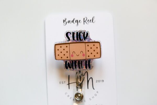 il_fullxfull.5648981378_2ojm Stick With it, Funny Badge reel, RN ID Holder, Retractable Acrylic Badge Reel, Nurse Gift, Night Shift, Nurse Accessories
