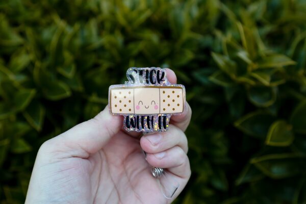 il_fullxfull.5648981380_50ds Stick With it, Funny Badge reel, RN ID Holder, Retractable Acrylic Badge Reel, Nurse Gift, Night Shift, Nurse Accessories