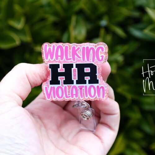 il_fullxfull.5668109380_mv3f Walking HR Violation Funny Badge Reel, Night Shift badge reel, Office Lanyard