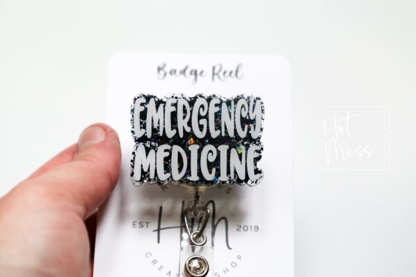 Emergency Medicine Badge Reel, Nurse Badge Reel, Retractable ID Holder, Interchangeable, Glitter Badge Reel