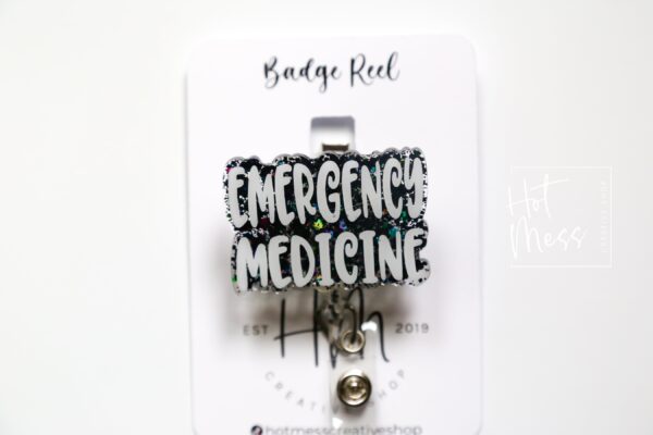 Emergency Medicine Badge Reel, Nurse Badge Reel, Retractable ID Holder, Interchangeable, Glitter Badge Reel