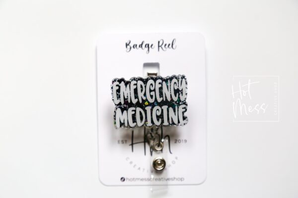 Emergency Medicine Badge Reel, Nurse Badge Reel, Retractable ID Holder, Interchangeable, Glitter Badge Reel