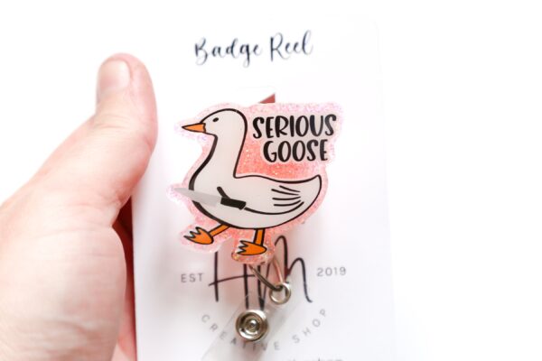 Serious Goose badge reel, Interchangeable Badge Reel, Cute badge Reel, Teacher ID Holder, animal badge reel, Badge Holder, Funny Badge Reel