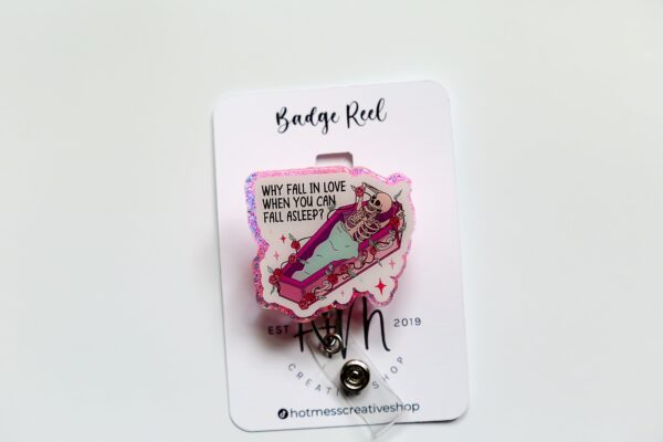 Funny Valentines Day Badge Reel, Why fall in love, Nurse Badge Reel, Retractable ID Holder, Interchangeable, Glitter Badge Reel