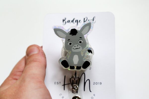 Cute Donkey Badge Reel, Retractable Badge Reel, Interchangeable Badge Reel, Cute badge Reel, Teacher ID Holder, animal badge reel