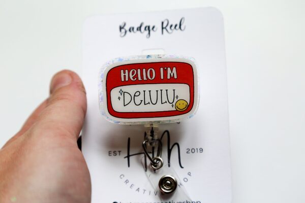 Hello I'm Delulu Badge Reel, Midnights, Retractable Badge Reel, Interchangeable Badge Reel, Funny Badge Reel, Dark Humor