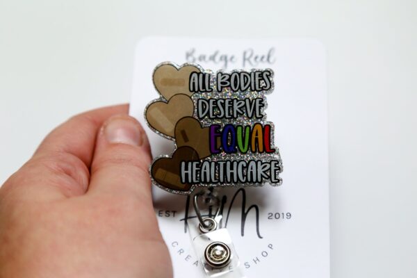 il_fullxfull.5669359161_si6g All Bodies Deserve Equal Healthcare Badge Reel, LGBT Pride Retractable Badge Reel, ID Holder, Black Health Matters