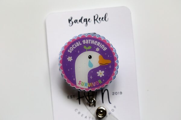Social Gathering Survivor badge reel, Interchangeable Badge Reel, Cute badge Reel, Teacher ID Holder, animal badge reel, Badge Holder