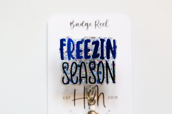 Freezin Season Badge Reel, Winter Badge Reel, Nurse Badge Reel, Retractable ID Holder, Glitter Badge Reel, Winter ID Holder