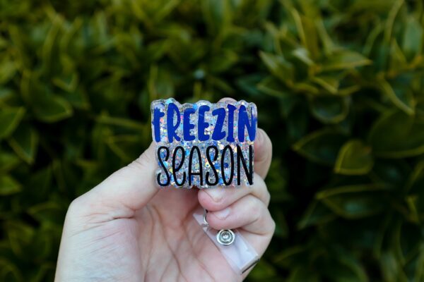 Freezin Season Badge Reel, Winter Badge Reel, Nurse Badge Reel, Retractable ID Holder, Glitter Badge Reel, Winter ID Holder