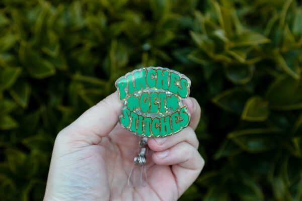 St. Patrick's day Badge Reel, Pinches Get Stitches, Nurse Badge Reel, Retractable ID Holder, Interchangeable, Glitter Badge Reel