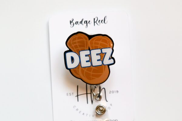 Deez Nuts Badge Reel, RN id Holder, Funny Retractable Acrylic Badge Reel, Nurse Gift, Night Shift, Funny Badge Reel