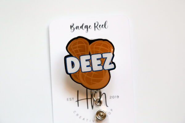 Deez Nuts Badge Reel, RN id Holder, Funny Retractable Acrylic Badge Reel, Nurse Gift, Night Shift, Funny Badge Reel