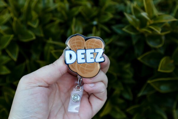 Deez Nuts Badge Reel, RN id Holder, Funny Retractable Acrylic Badge Reel, Nurse Gift, Night Shift, Funny Badge Reel
