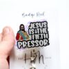 Jesus is the fifth Pressor Badge Reel, RN ID Holder, Retractable Acrylic Badge Reel, Night Shift, Funny Badge Reel, Glitter id holder