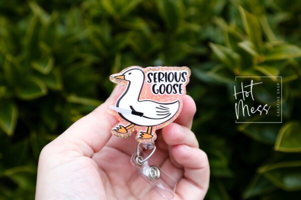 Serious Goose badge reel, Interchangeable Badge Reel, Cute badge Reel, Teacher ID Holder, animal badge reel, Badge Holder, Funny Badge Reel
